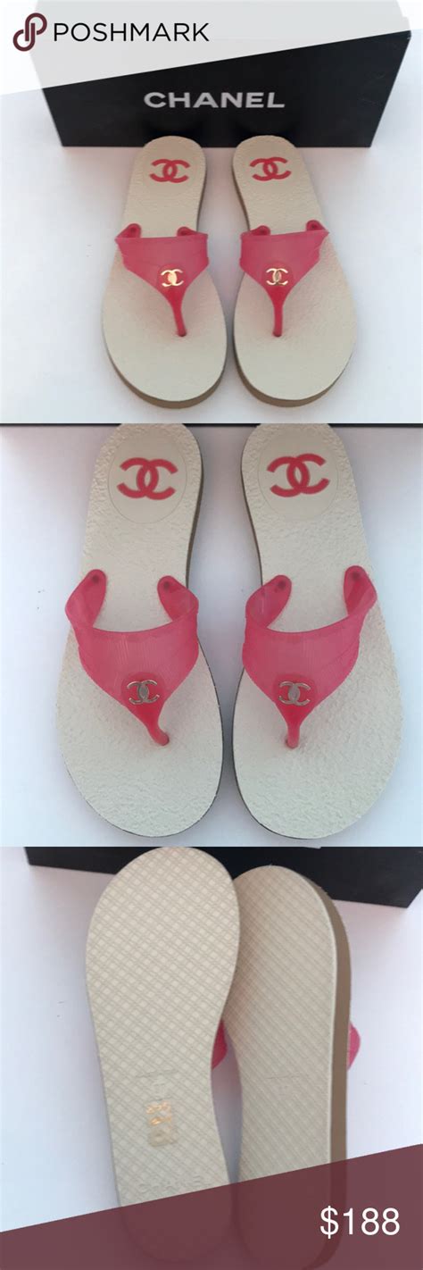 chanel flip flops pink|Chanel wedge flip flops.